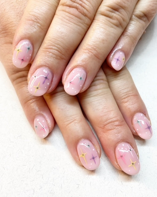 Pink nails with nail art