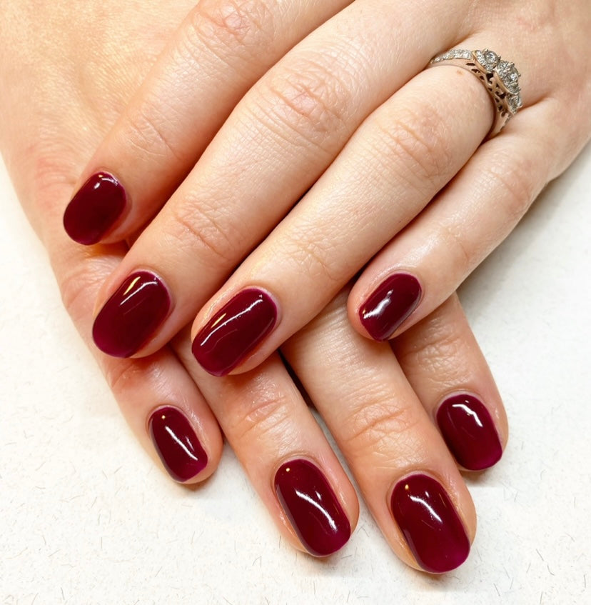 Rich burgundy nail polish